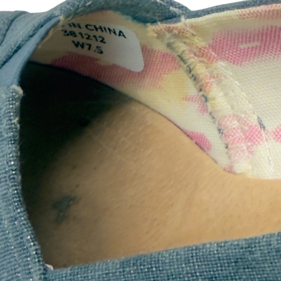 Toms Blue and Tan Cork Peep Toe Wedge Espadrilles - Picture 8 of 12